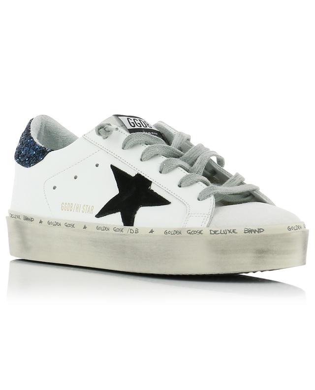 GOLDEN GOOSE Hi Star platform sneakers with black star and blue glitter