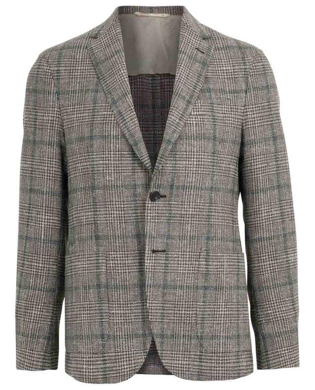 Check virgin wool, silk and linen blend blazer MAURIZIO BALDASSARI