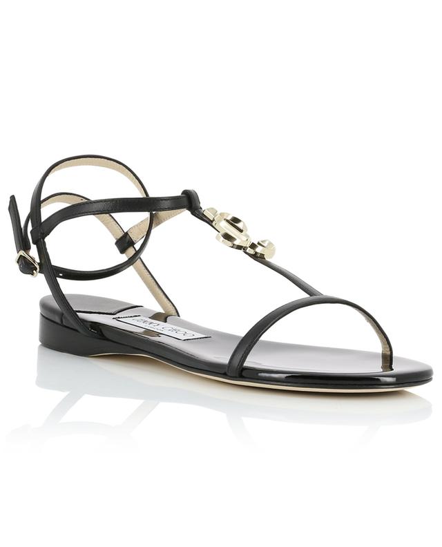 JIMMY CHOO Alodie Flat nappa and patent leather sandals - Bongénie-Grieder