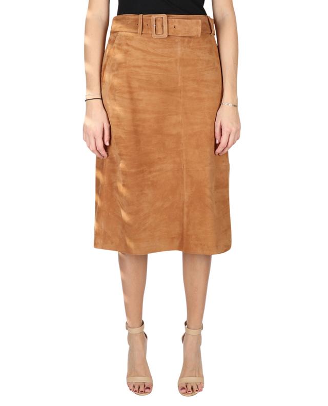 Belted A-line skirt in suede WINDSOR
