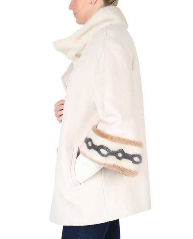 Virgin wool and angora three quarter coat with real fur CINZIA ROCCA
