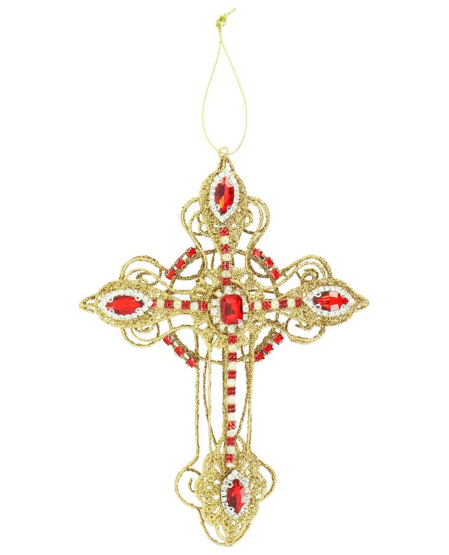 Gemstone-adorned cross Christmas ornament GOODWILL