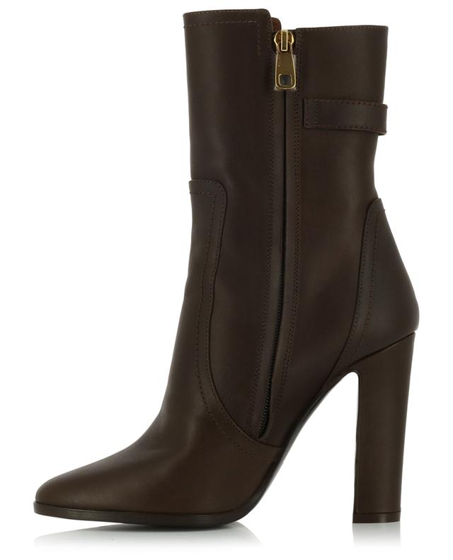 Caroline 105 heeled leather ankle boots with monogram DOLCE &amp; GABBANA