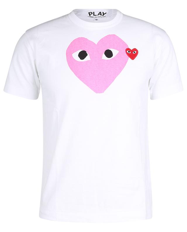 Slim T-shirt with fluorescent heart print and embroidery COMME DES GARCONS PLAY