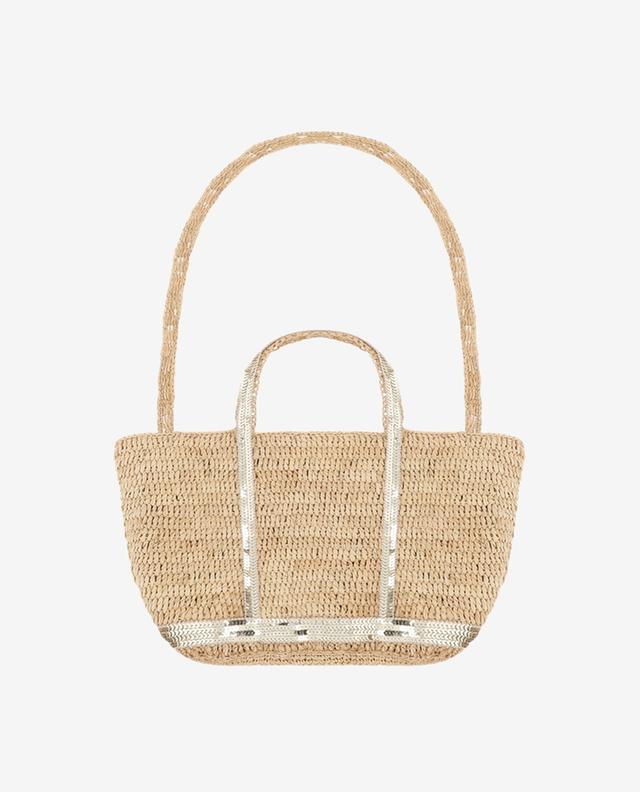 Small raffia and leather tote bag with sequins VANESSA BRUNO