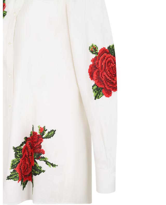 Langärmeliges Hemd aus Baumwolle und Seide Roses DOLCE &amp; GABBANA