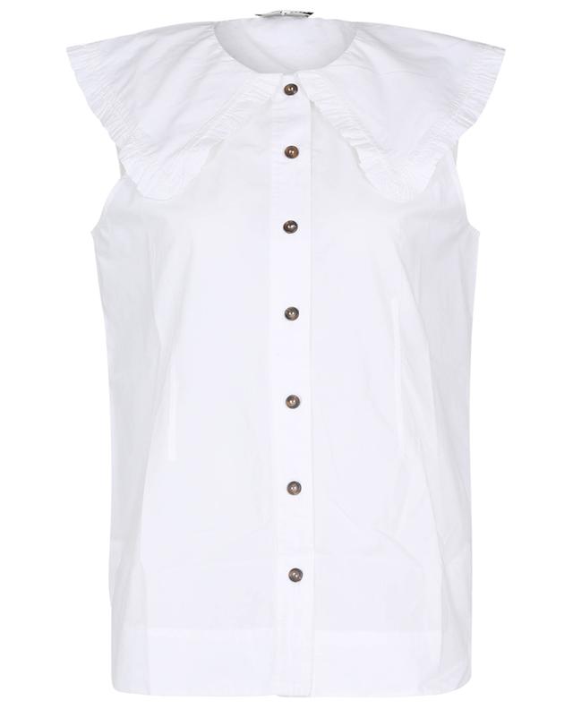 Boxy sleeveless organic cotton shirt with oversize collar GANNI