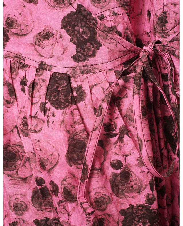 Boxy Tent loose rose printed wrap dress GANNI