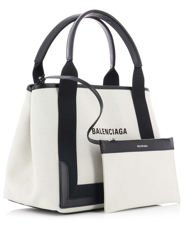 Navy Cabas S organic cotton tote with leather BALENCIAGA