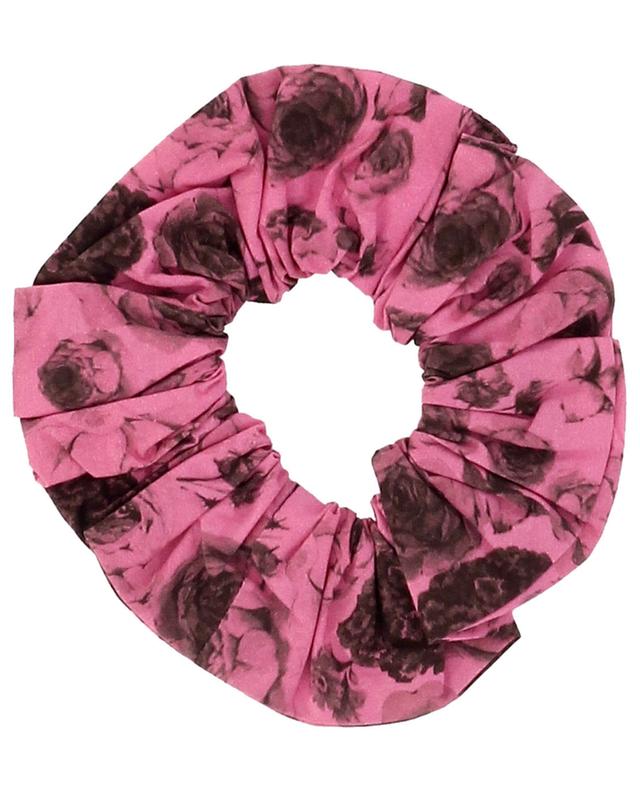 Shocking Pink rose printed scrunchie GANNI
