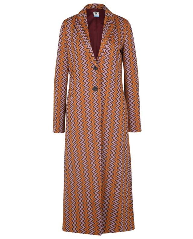 Manteau longue à boutonnage simple en maille motif zigzag M MISSONI
