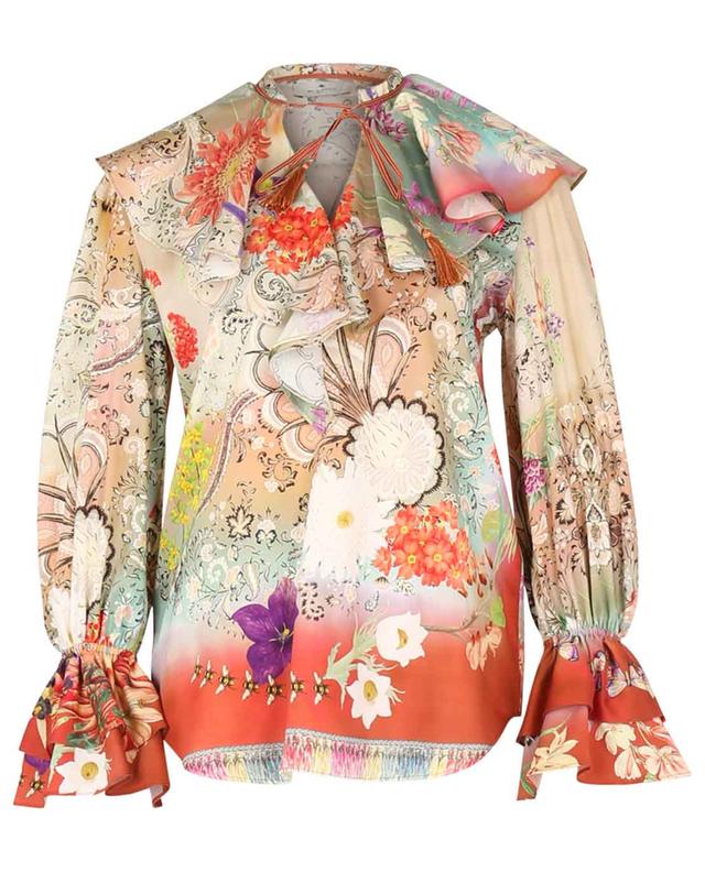 Ruffled cotton voile blouse with flower print ETRO