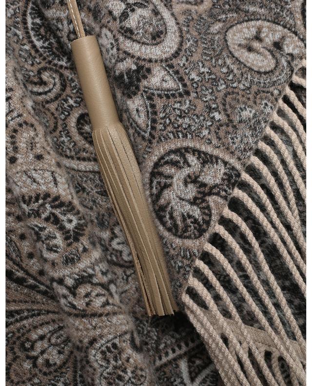 Cape en laine et soie à motif paisley et détails en cuir ETRO