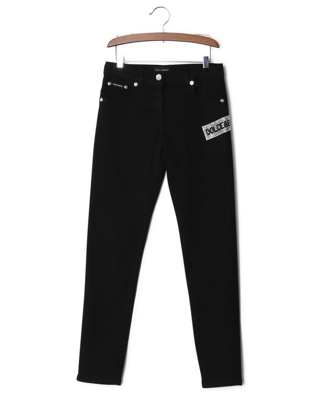 Slim jeans with rhinestone label for girls DOLCE &amp; GABBANA