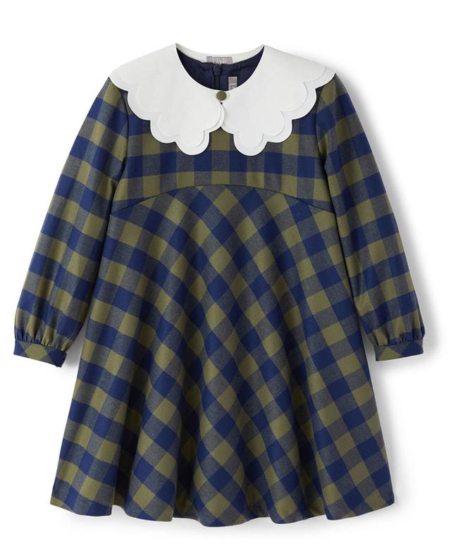 Girls&#039; gingham check dress with white collar IL GUFO