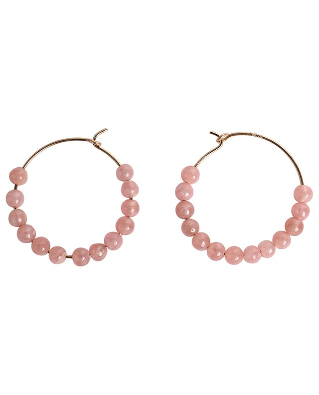 Maria pink gold and rhodochrosite hoop earrings GINETTE NY