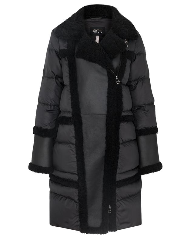 Long down jacket with lambskin SLY 010
