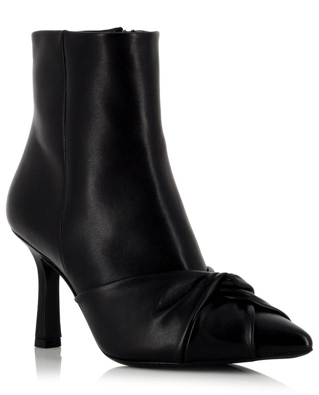 Letitia Knotted leather ankle boots with stiletto heels BONGENIE GRIEDER
