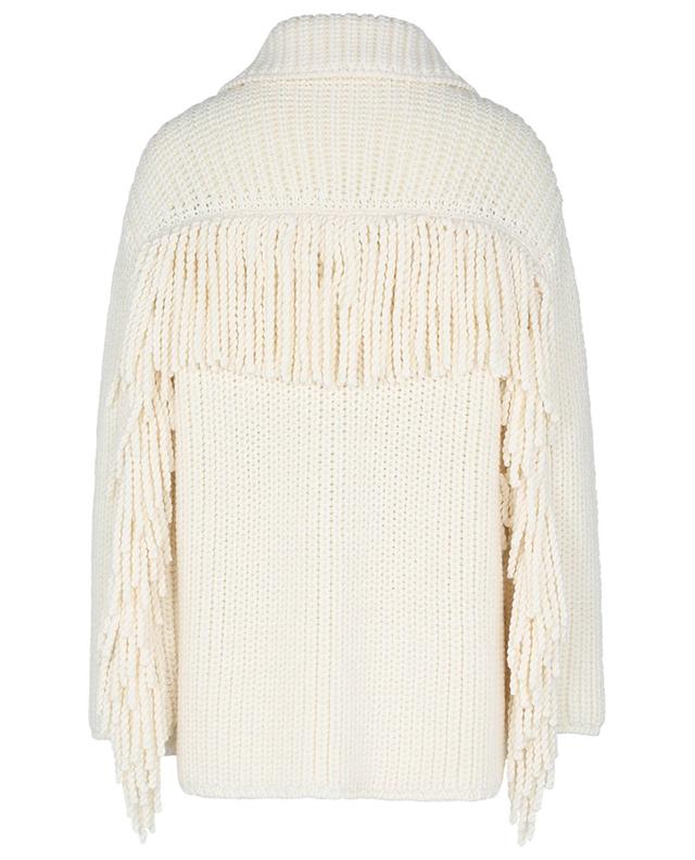 Oversized fringed knit shirt jacket in wool ERMANNO SCERVINO
