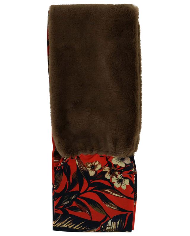 Scarf in faux fur and printed twill LEA CLEMENT