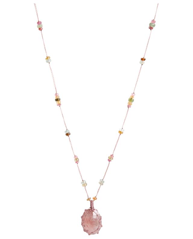 Tibétain Court rose quartz cord necklace SHARING
