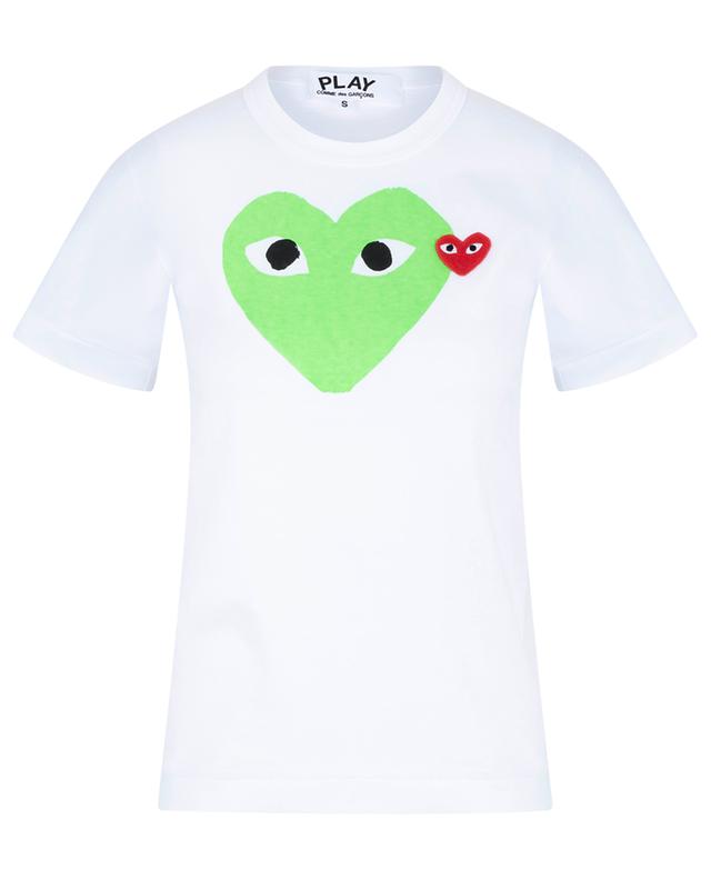 Kurzarm-T-Shirt mit Print und Stickerei Neon Heart COMME DES GARCONS PLAY