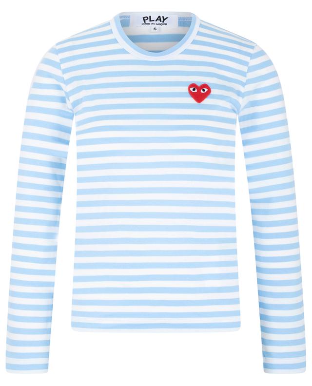 Gestreiftes Langarm-T-Shirt Red Heart Emblem COMME DES GARCONS PLAY