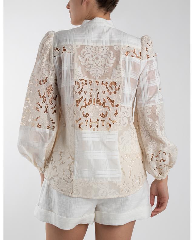 Andie Patched cinched lace blouse ZIMMERMANN