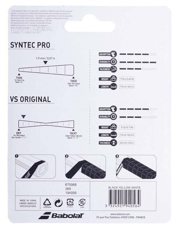 Pack Syntec Pro + VS Original tennis racket grip and overgrip BABOLAT