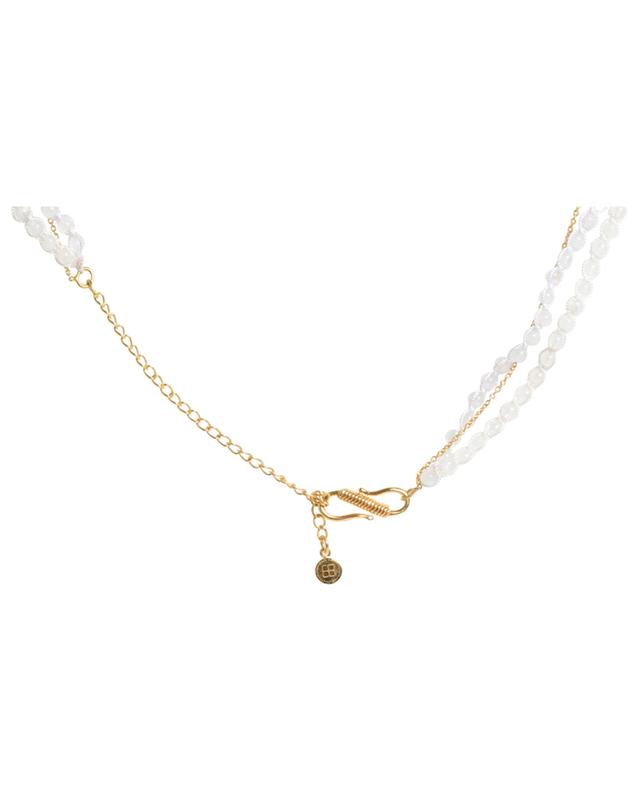 Halskette aus Halbedelstein-Perlen mit Kreuz Bohème CAROLINE DE BENOIST