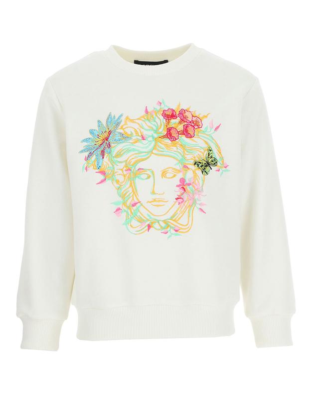 Mädchen-Rundhals-Sweatshirt mit Stickerei Versace Jardin VERSACE
