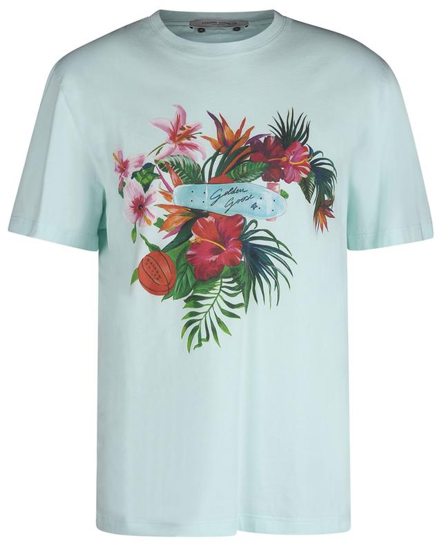 T-shirt à manches courtes en coton Journey Flower Skate GOLDEN GOOSE