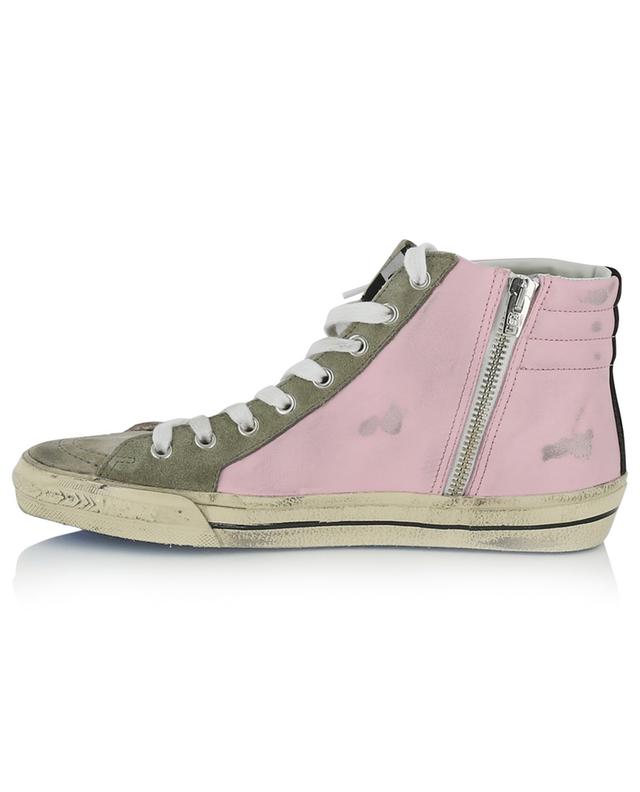 Slide distressed leather high-top sneakers GOLDEN GOOSE