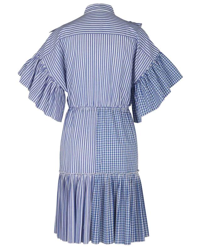 Short ruffled gingham check and stripe adorned dress ALESSANDRO ENRIQUEZ