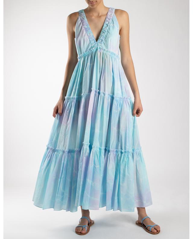 Tie-Dye printed long tiered-flounced sleeveless dress DOROTHEE SCHUMACHER