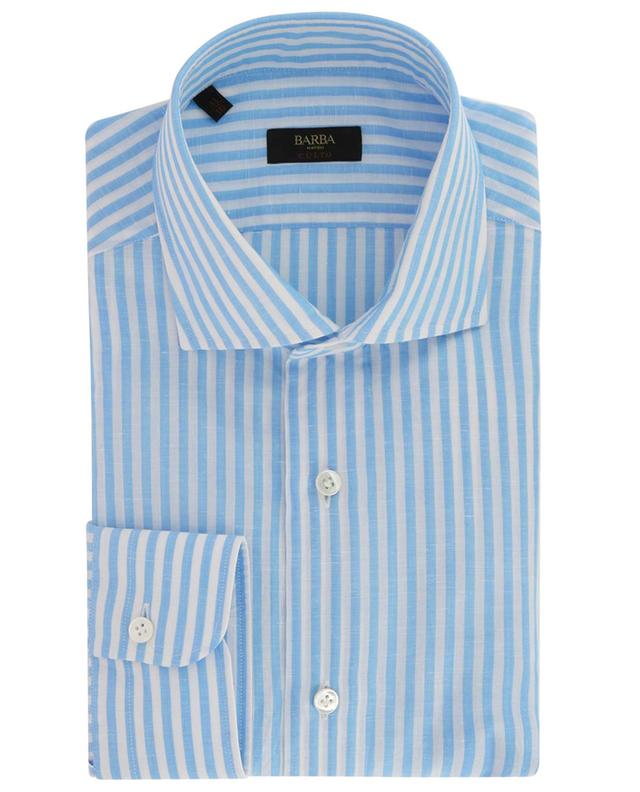 Striped cotton and linen long-sleeved shirt BARBA