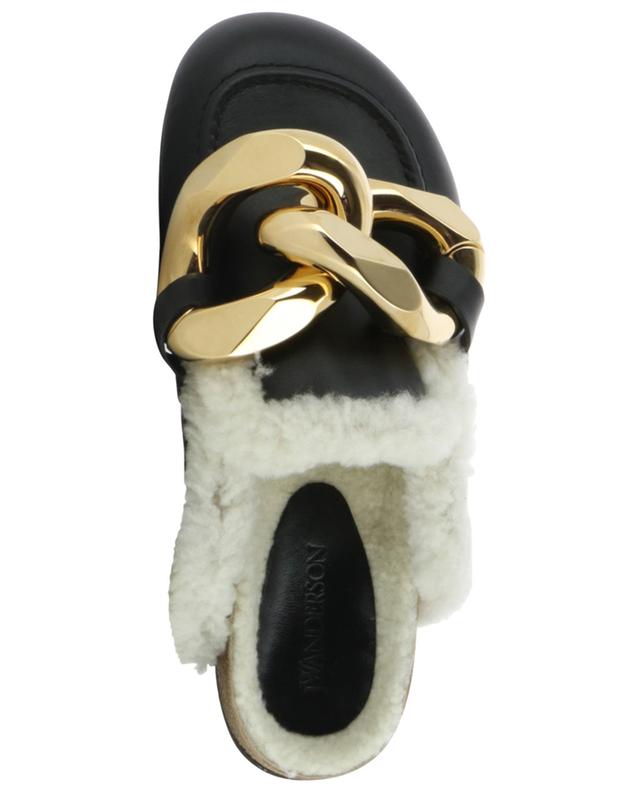 Chain Loafer fur-trimmed leather clogs JW ANDERSON