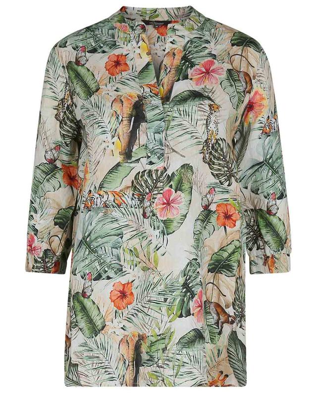 Langärmlige Bluse aus Leinen mit exotischem Print PRINCESS