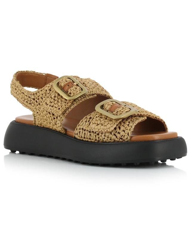 Raffia and leather utility sandals TOD&#039;S