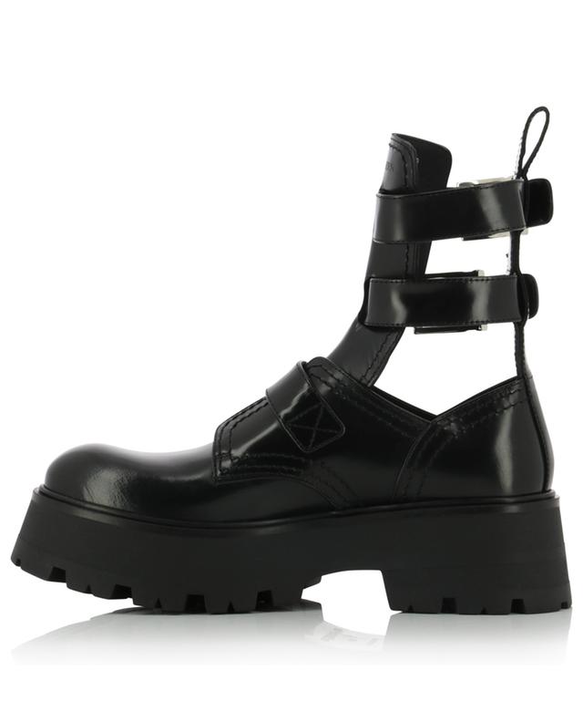 Rave Buckle shiny leather platform ankle boots ALEXANDER MC QUEEN