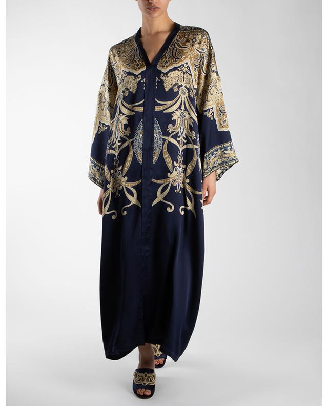 Robe tunique longue en satin de soie Arabesque Paisley ETRO