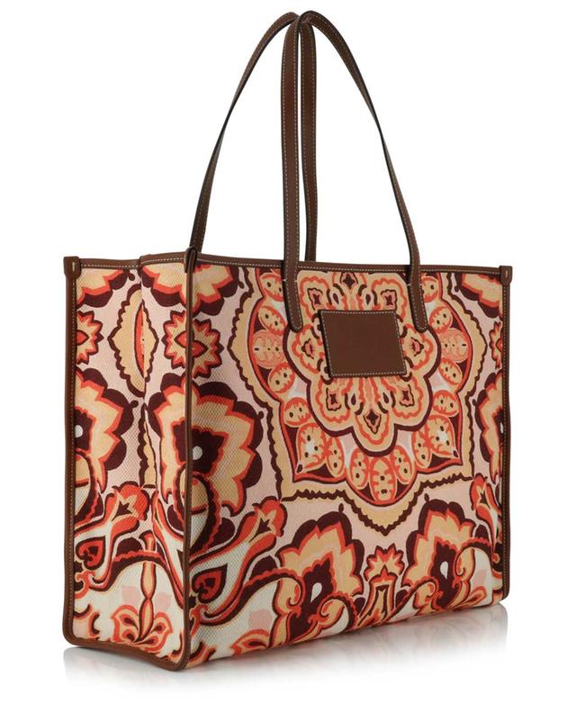 Grand sac cabas en toile imprimé Mandala Monochrome ETRO