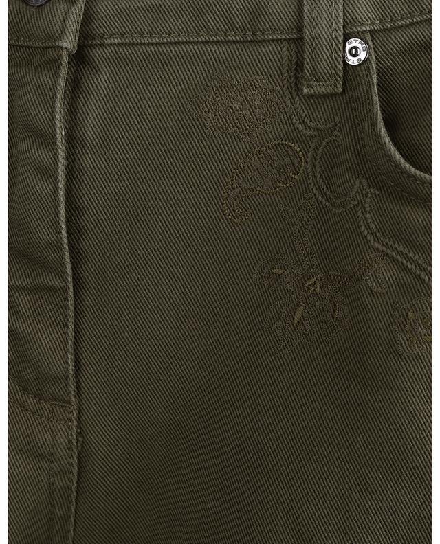 Tonal Paisley embroidered frayed boot cut jeans ETRO