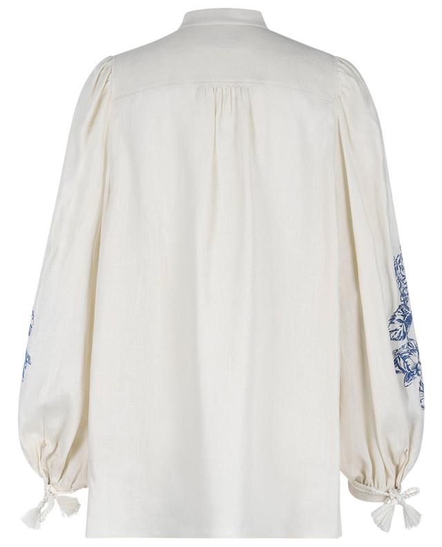 Large flower embroidered puff sleeve linen blouse WEEKEND MAX MARA