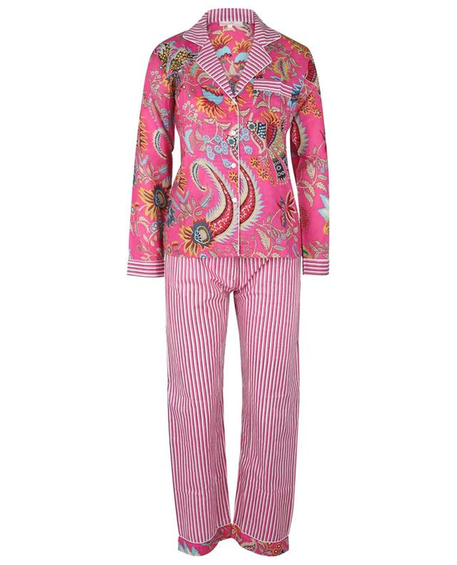 Pyjama en coton Indien Fleurs et Rayures CAROLINE DE BENOIST