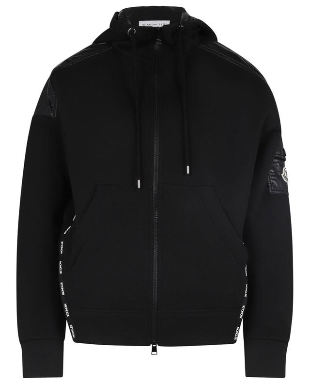 Nylon detail adorned hooded zip-up sweatshirt MONCLER
