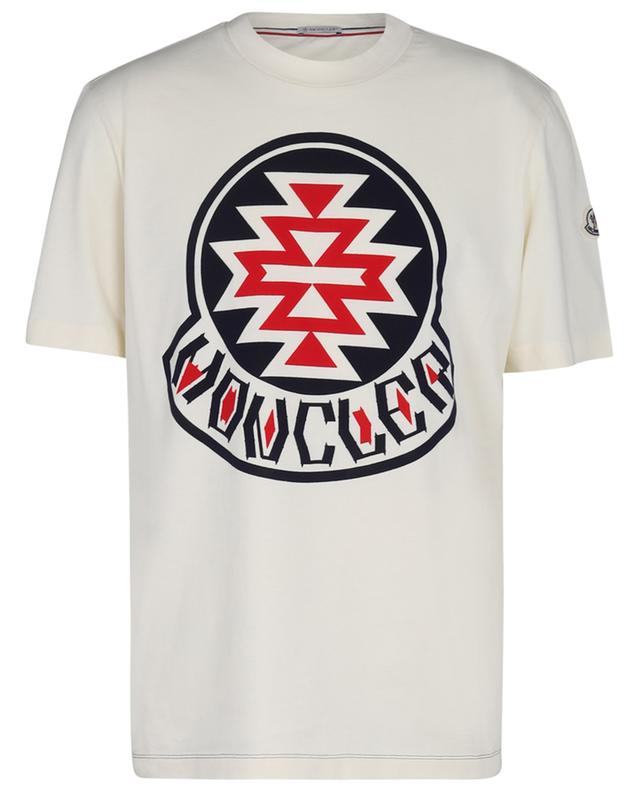 Ikat flock print logo adorned short-sleeved T-shirt MONCLER