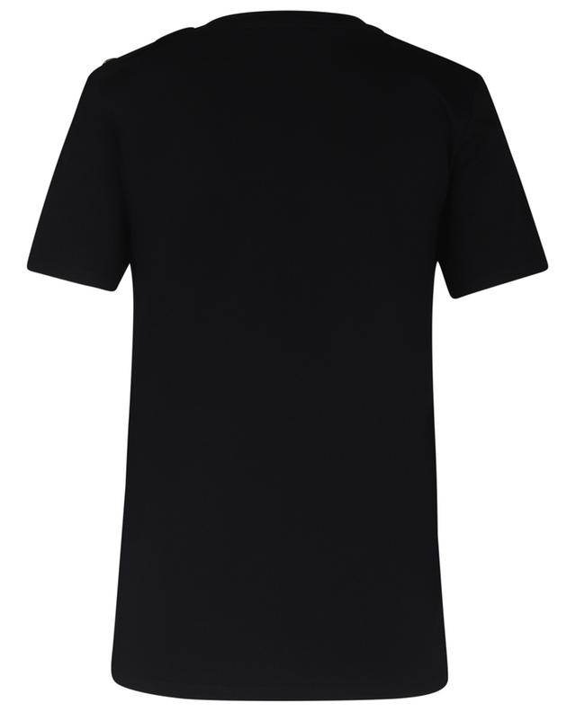T-shirt à col rond et manches courtes détail boutons imprimé logo BALMAIN
