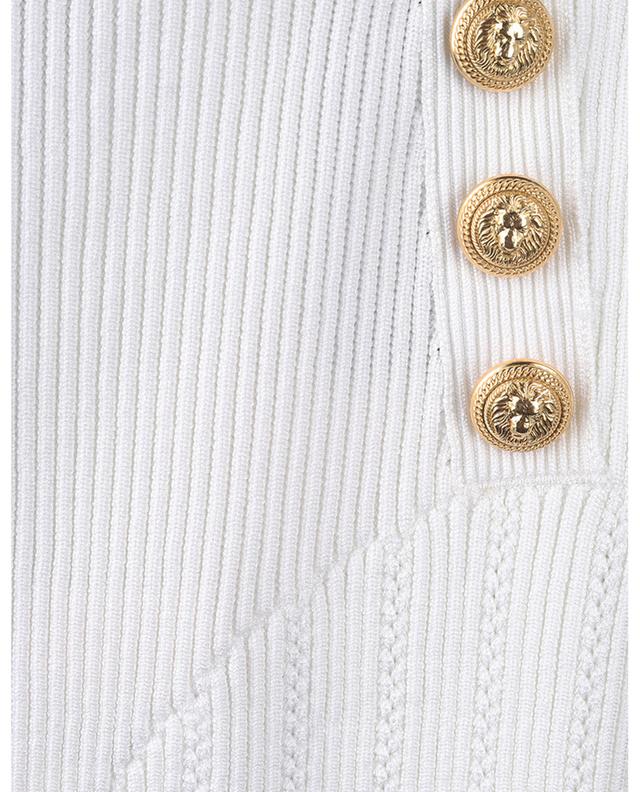 Short openwork knit skirt with decorative buttons BALMAIN