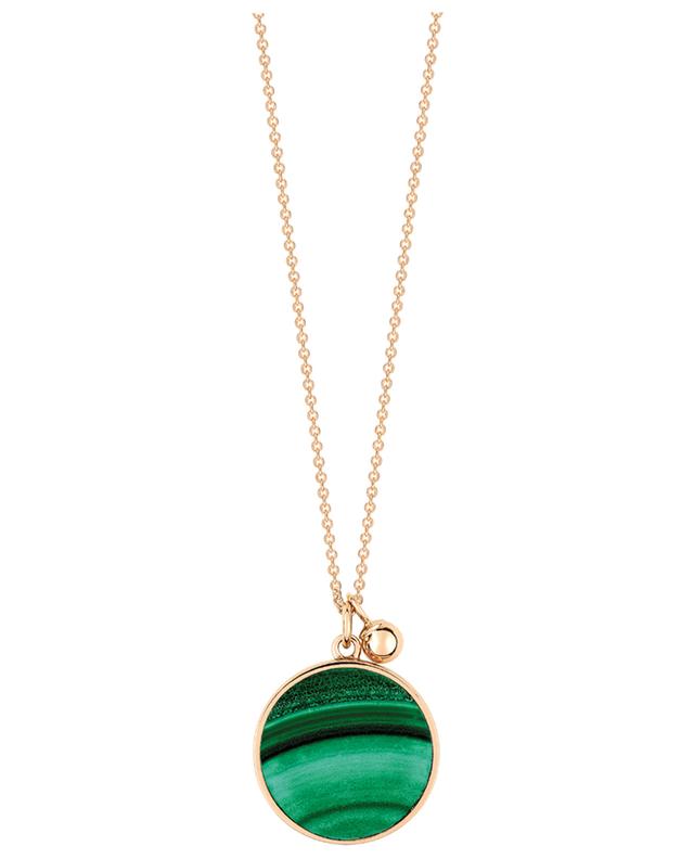 Collier en or rose Ever Malachite Disc On Chain GINETTE NY